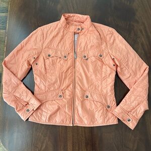 ADD Down Nylon zipper moto jacket orange peach color size 8